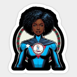 Richmond Virginia 1980s Black Female  Comic Book Superhero RVA American Flag Sticker